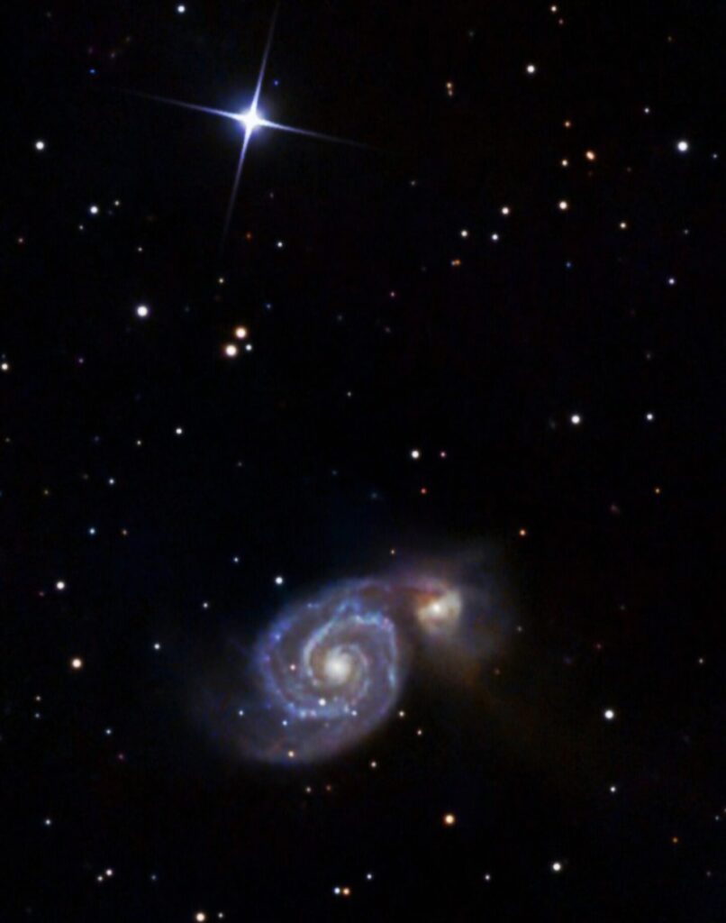 Whirlpoolgalaxie, aufgenommen mit dem Dwarf 3, bearbeitet mit Stellar Studio